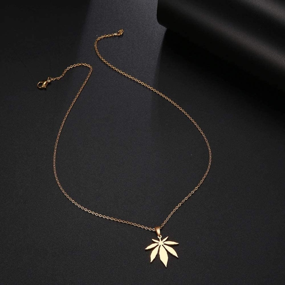 Stainless Steal Weed Leaf Chain Necklace